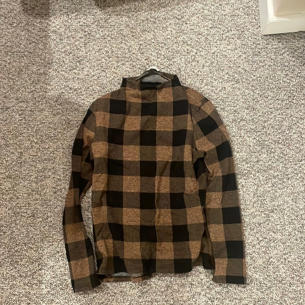 Brown & black Buffalo plaid turtleneck sweater size large